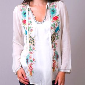 Johnny Was Peacock Blouse Size S